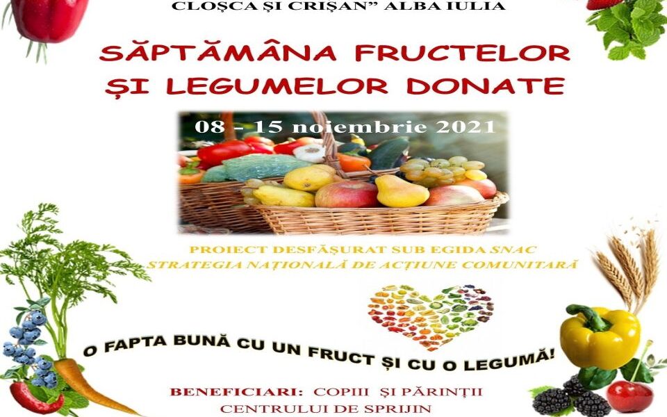 Fructe și legume donate de elevii Colegiului Național "Horea, Cloșca și